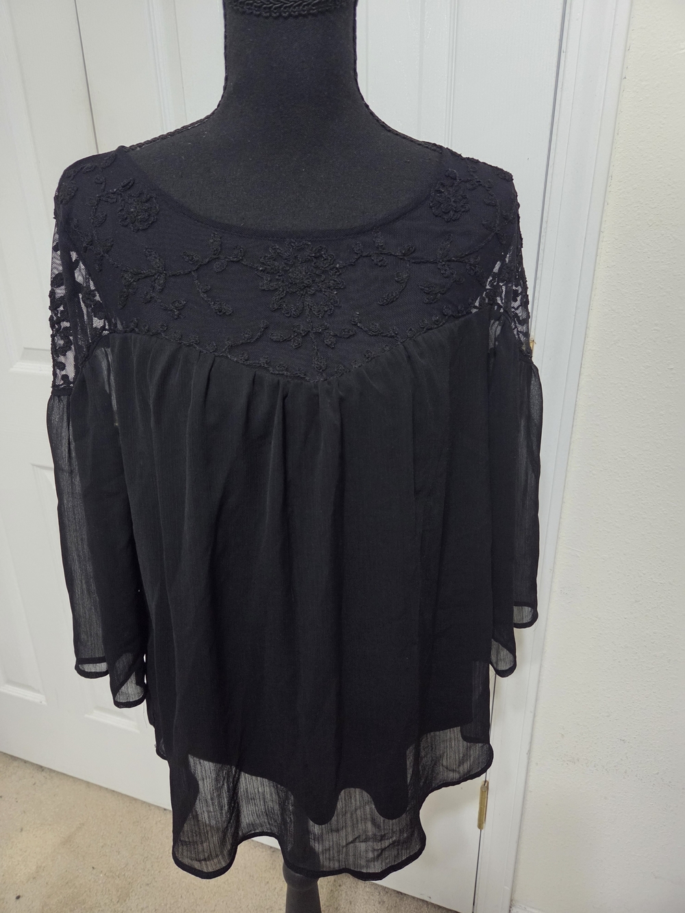 Black Women's Embroidered Top